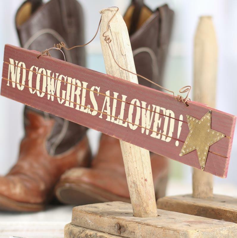 Factory Direct Craft Primitive No Cowgirls Allowed! Wood Sign | 3 Pieces