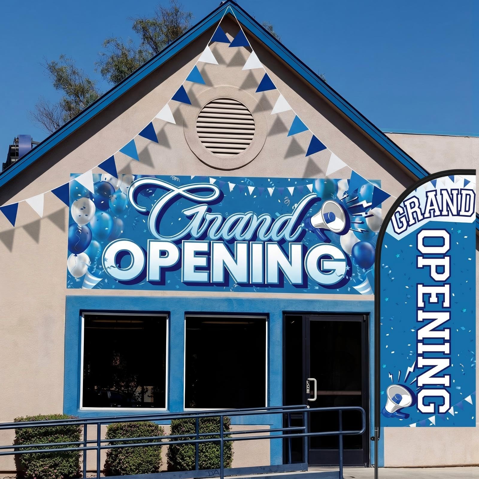 7 ft Blue-white Grand Opening Feather Flag for Business Grand Opening Banner …