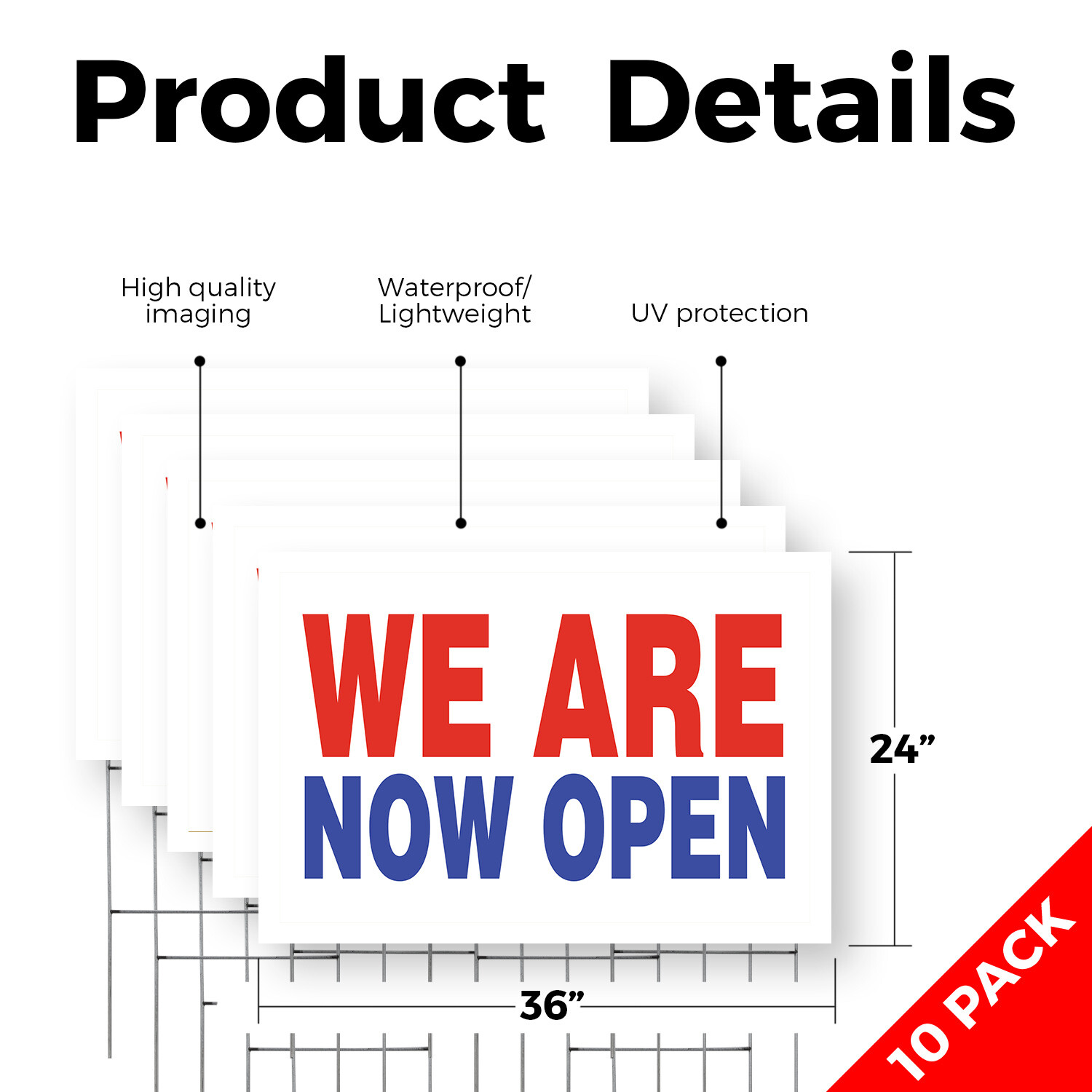 We Are Now Open Yard Sign Grand Opening, Professional Display, Bold Messaging