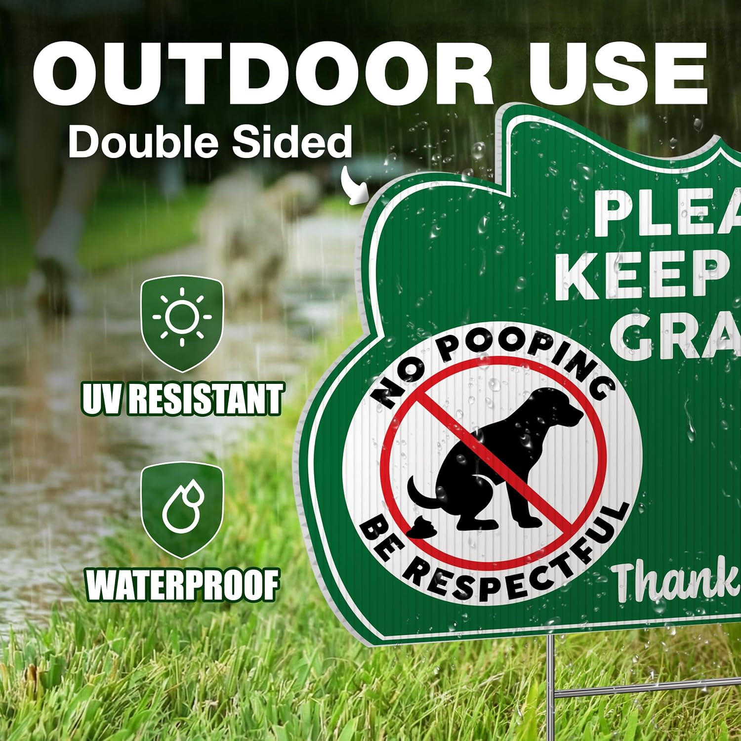 Keep off Grass Signs, 8 X 12 Inch Double Sided Corrugated Plastic, Stakes | No D