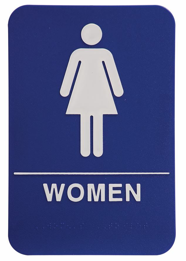 ADA Compliant, Restroom Signs, Blue, with Braille text 6&Prime;x9&Prime;