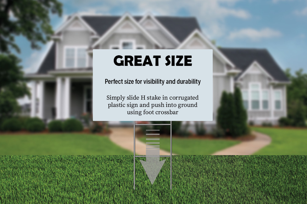 Blank Yard Signs (3-Pack) – White – 18&Prime; x 24&Prime; – With 24&Prime; x 9&Prime; Double H Stakes