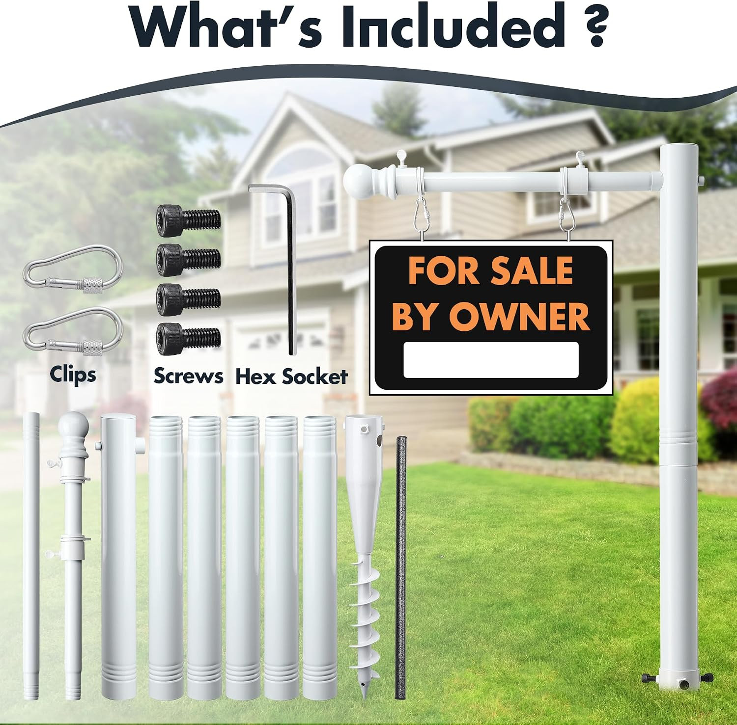 100&Prime; Heavy-Duty Alloy Real Estate Sign Post Commercial Yard Sign with 35&Prime; Arm &