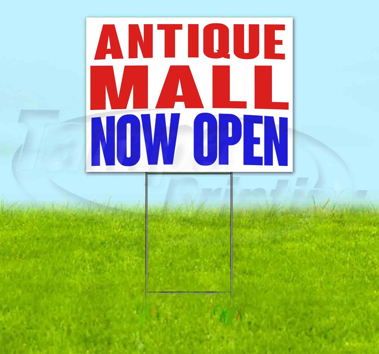 ANTIQUE MALL NOW OPEN Yard Sign Corrugated Plastic Bandit Lawn Decoration