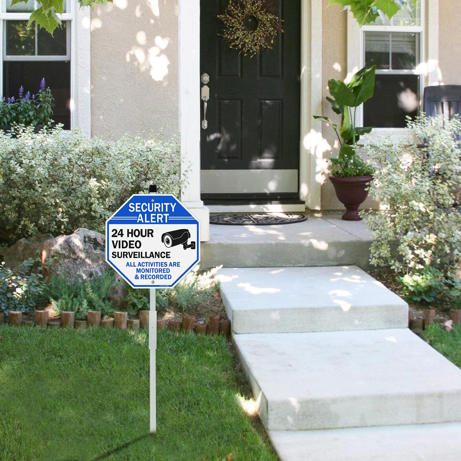 Video Surveillance Sign Stake 10×10 28&Prime; Yard Sign Reflective Aluminum 2 Outdoor