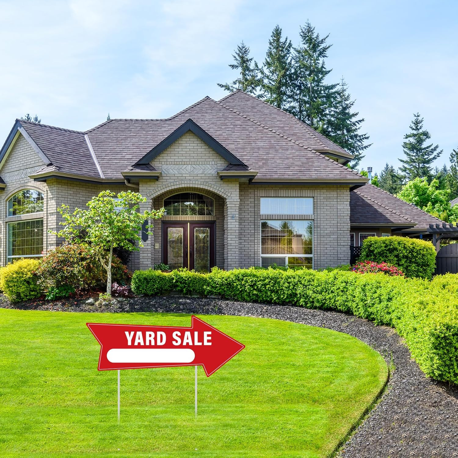 5 PCS Yard Sale Signs 14.4 x 5.6 Inches Yard Sale Arrows Sign with Stakes Double