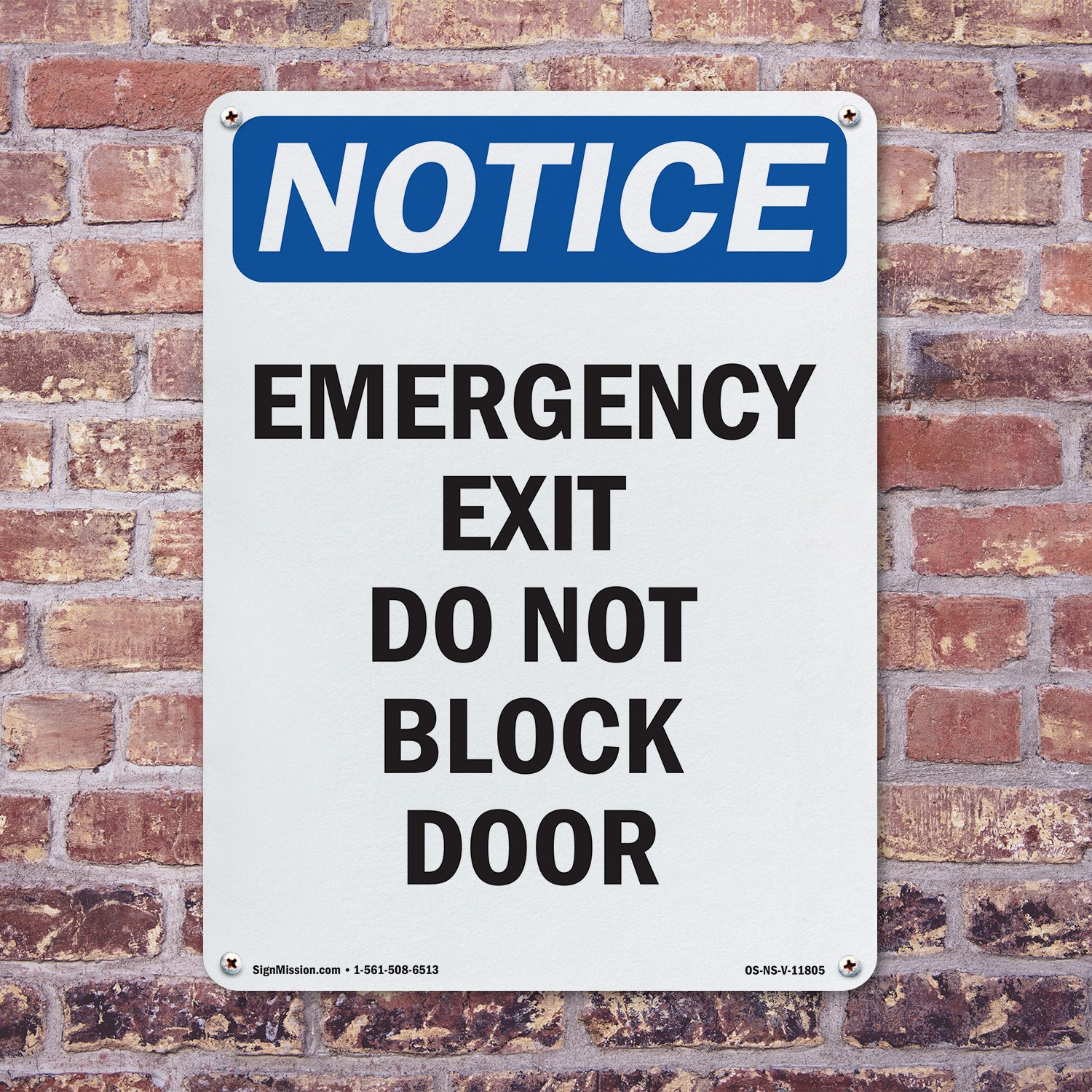 Emergency Exit Do Not Block Door OSHA Notice Sign Metal, Decal – 5 or 10 Pack