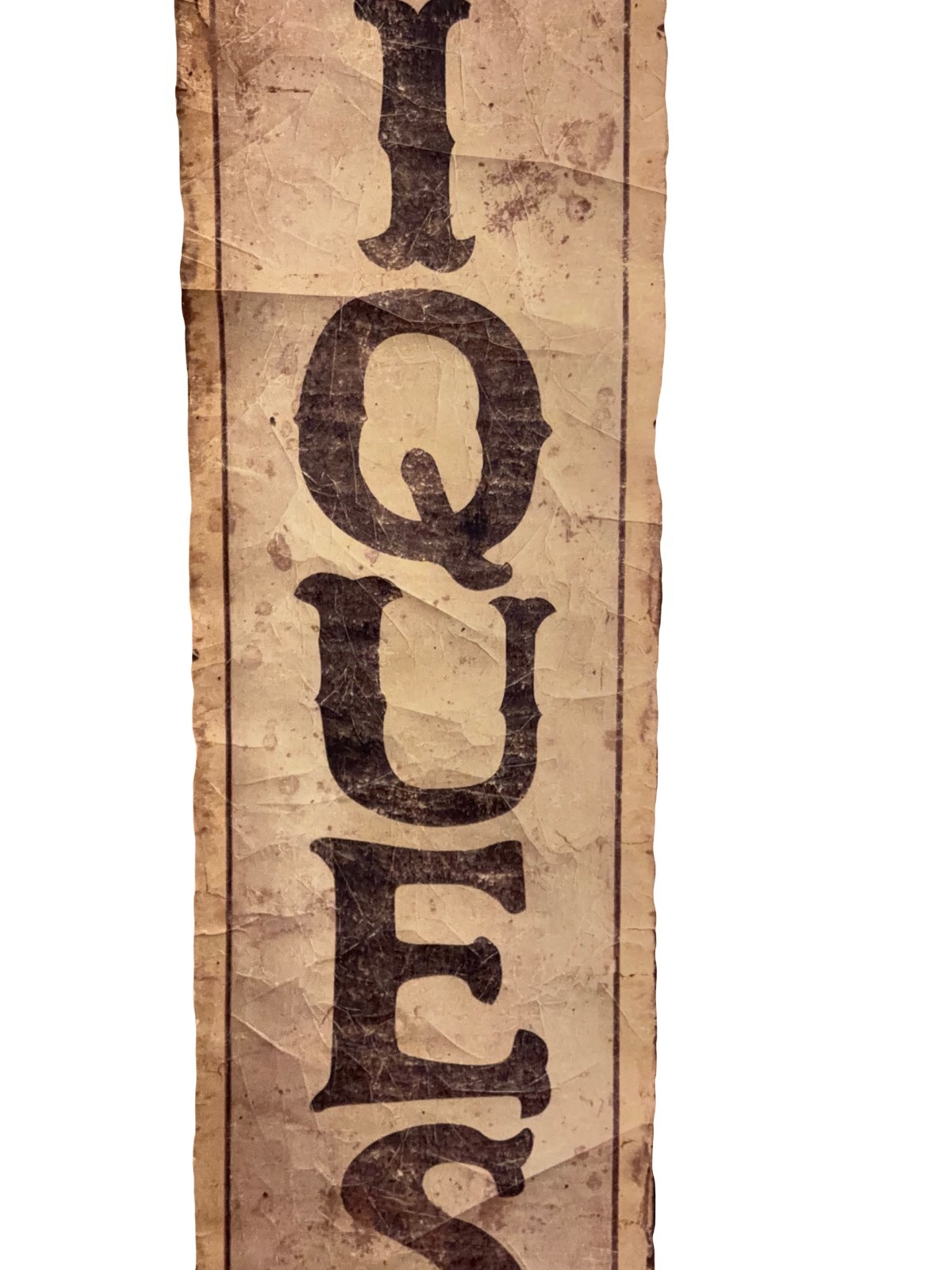 Vintage Antique Paper Roll Down Banner Sign Western Style Font Block Letters 5ft