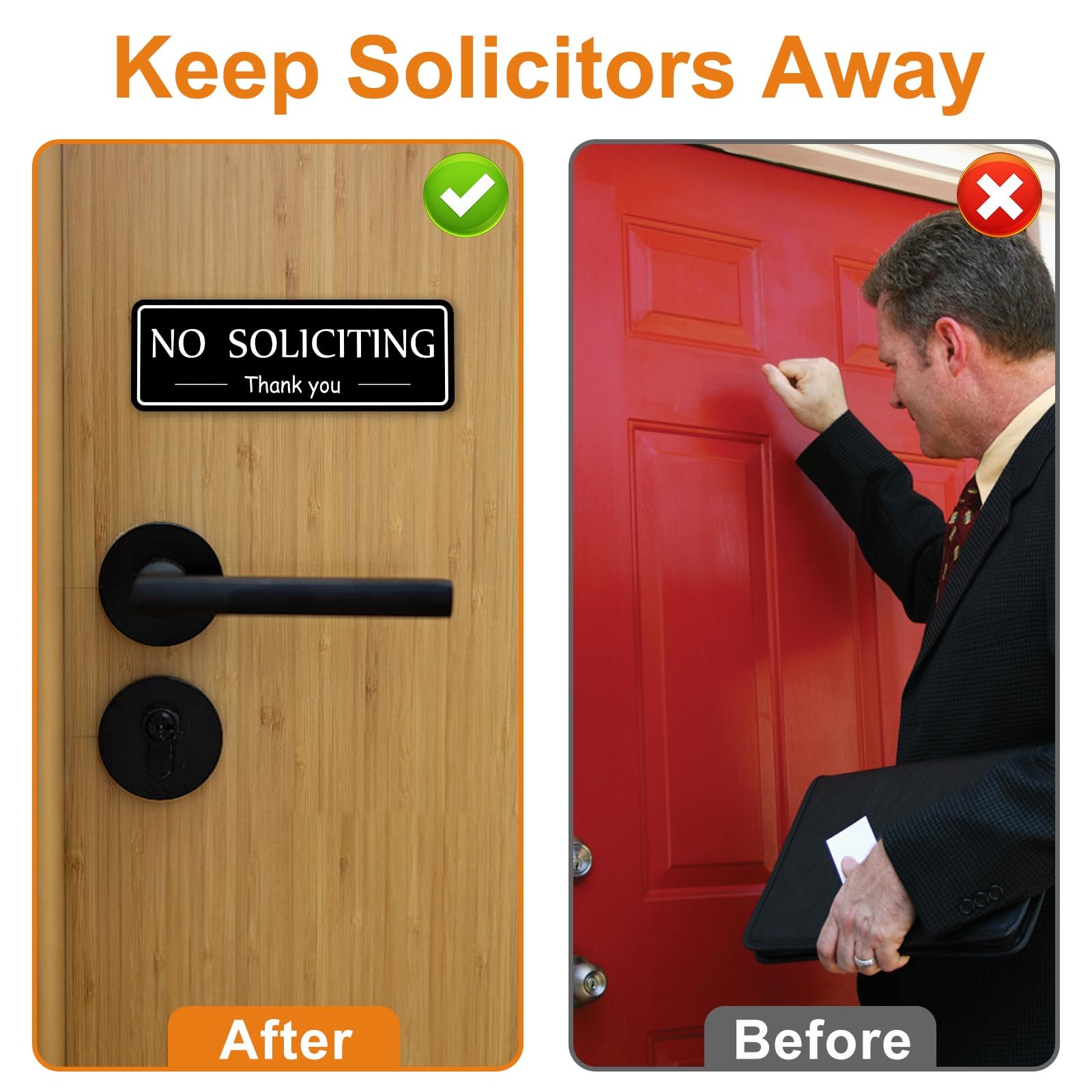 2 Pack No Soliciting Sign for House, Strong Self-Adhesive No Solicitation Sig…