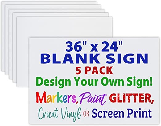 36&Prime; x 24&Prime; Blank Corrugated Plastic Heavy Duty Yard Signs (White or Black)