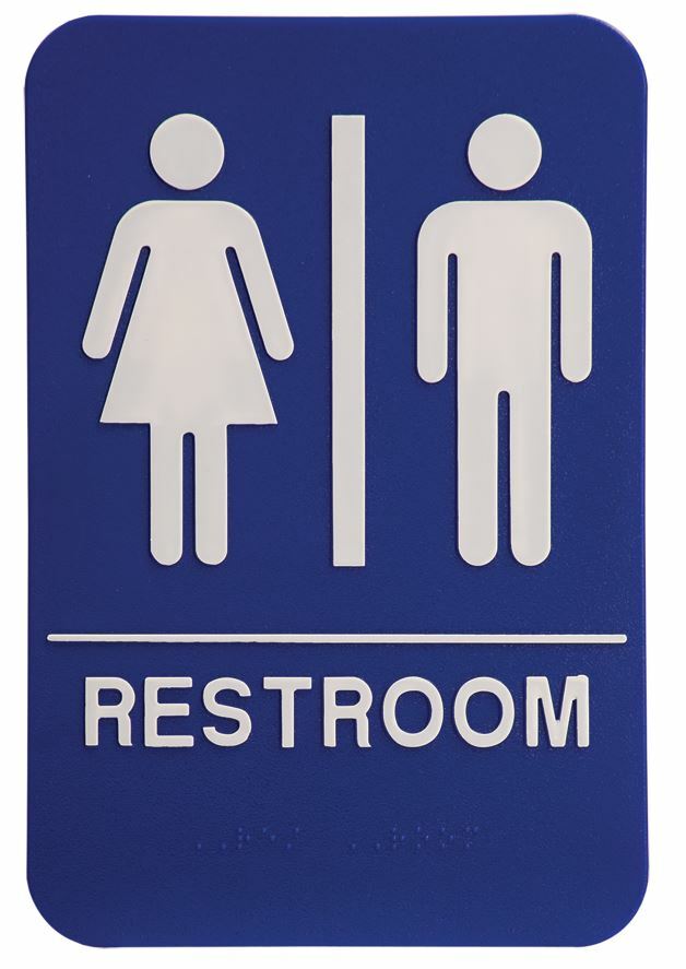 ADA Compliant, Restroom Signs, Blue, with Braille text 6&Prime;x9&Prime;