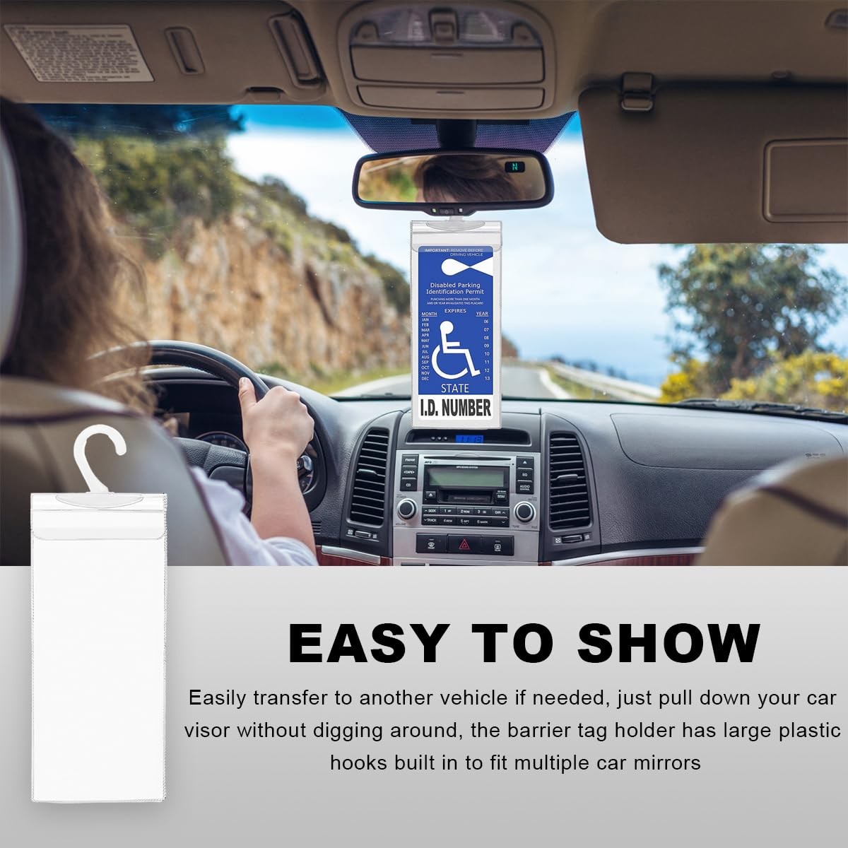 KVAEY Handicap Placard Holder, 11.6&Prime;×5&Prime; Transparent Disabled Parking 1 PCS