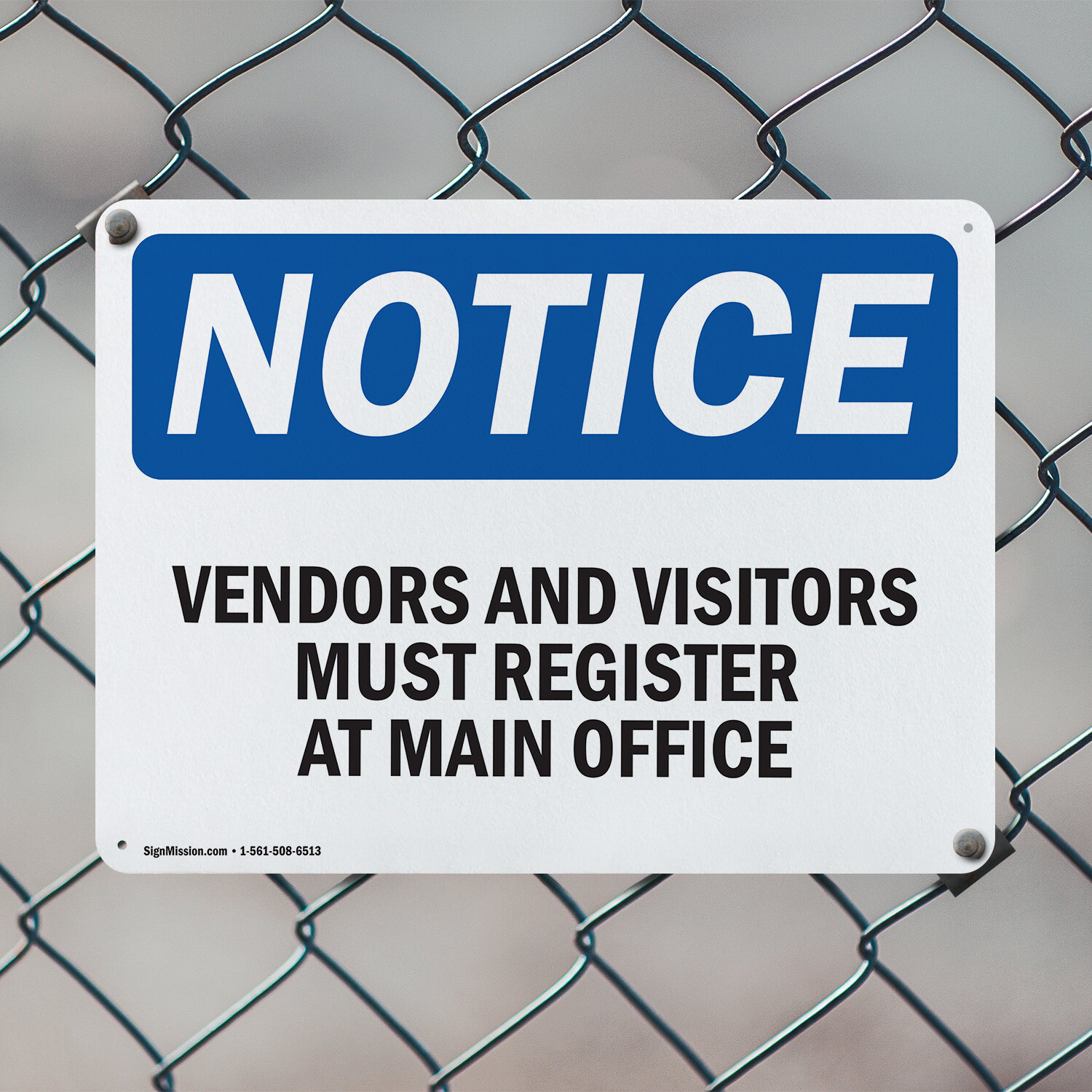 (2 Pack) Vendors And Visitors Register At Main Office OSHA Notice Sign Decal