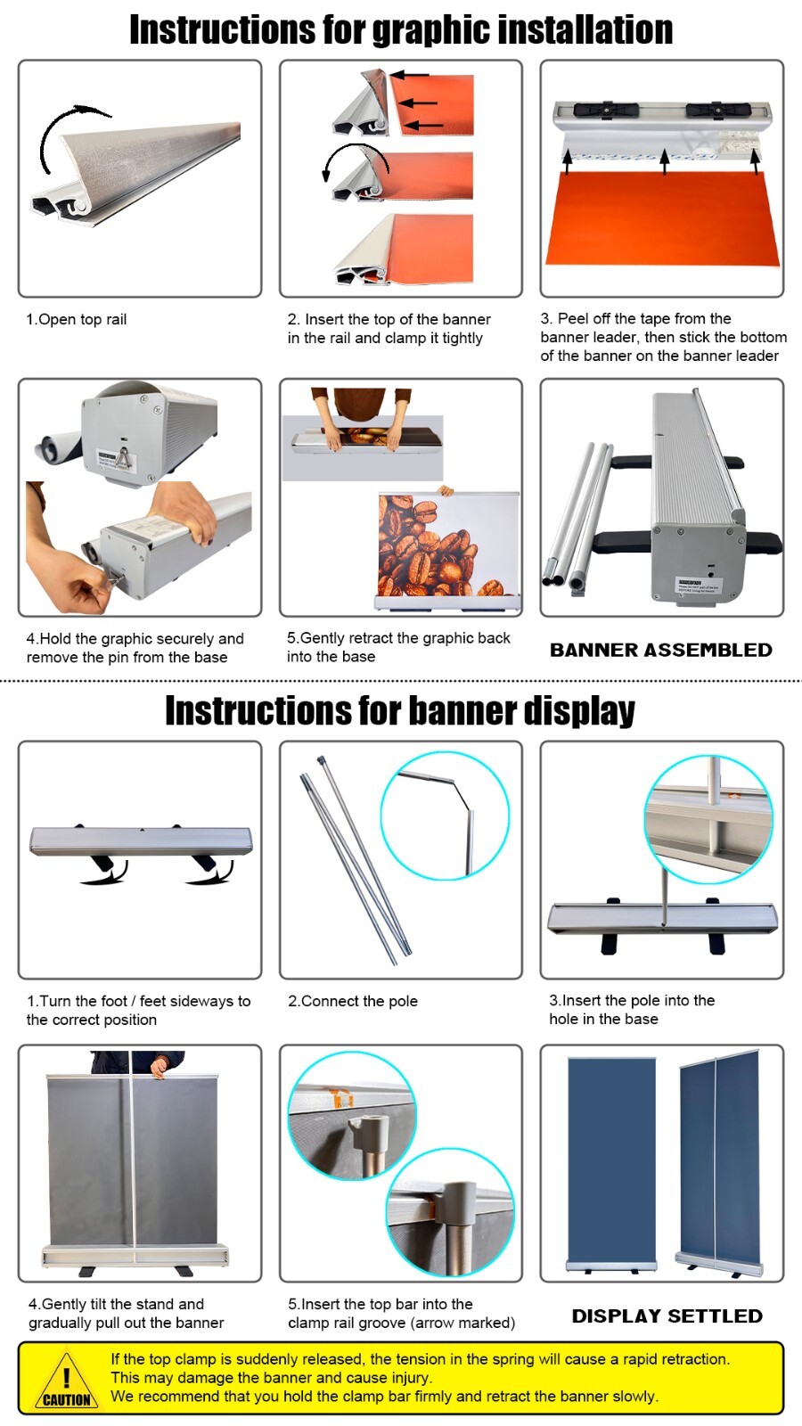 Retractable Banner Stand with Padded Bag 24&Prime; 31.5&Prime; 33.5&Prime;36&Prime;40&Prime;48&Prime;60&Prime;x72~80&Prime;