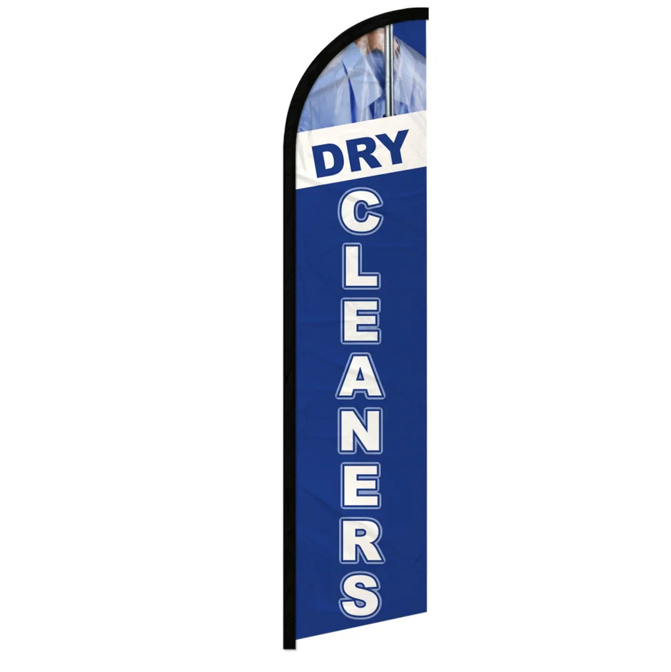 Dry Cleaners Blue Windless Full Sleeve Advertising Laundry Tailor Banner Flag