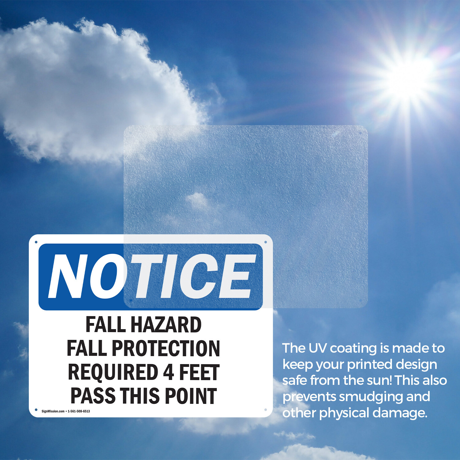 (2 Pack) Fall Hazard Fall Protection Required 4 Feet OSHA Notice Sign Decal