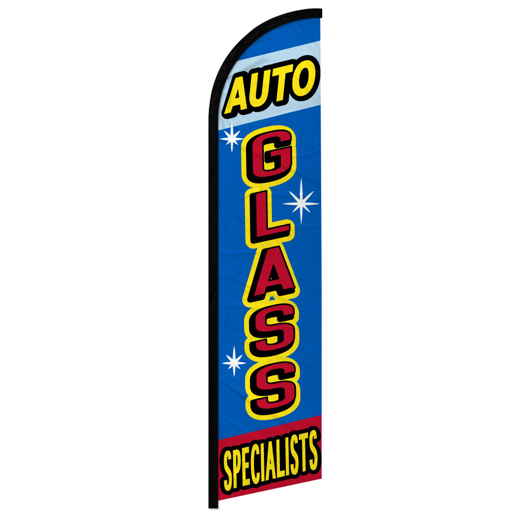 Auto Glass Specialists Windless Advertising Swooper Flag Auto Body