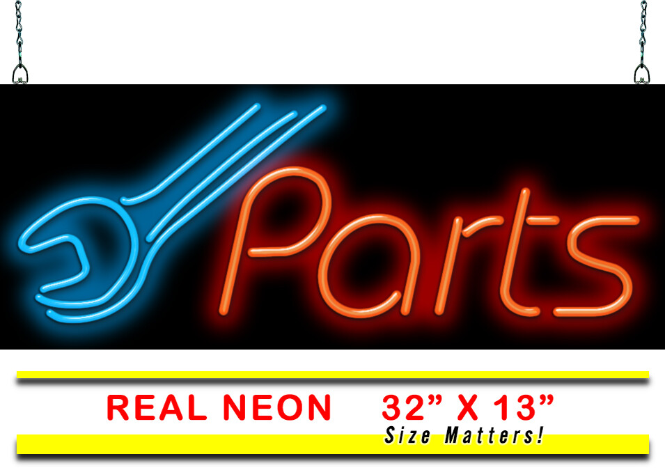 Parts With Wrench Neon Sign Jantec 32&Prime; x 13&Prime; Repair Censors Supplies