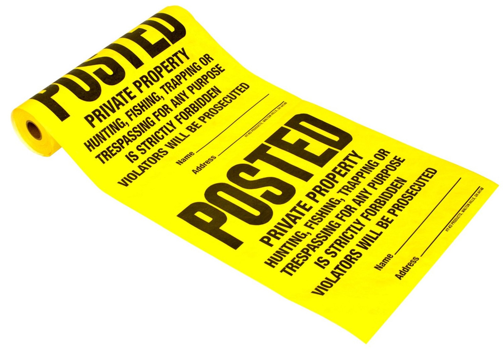 Hy-Ko Products TSR-100 Posted Private Property Tyvek Sign Roll 11&Prime; x 11&Prime; Yell…
