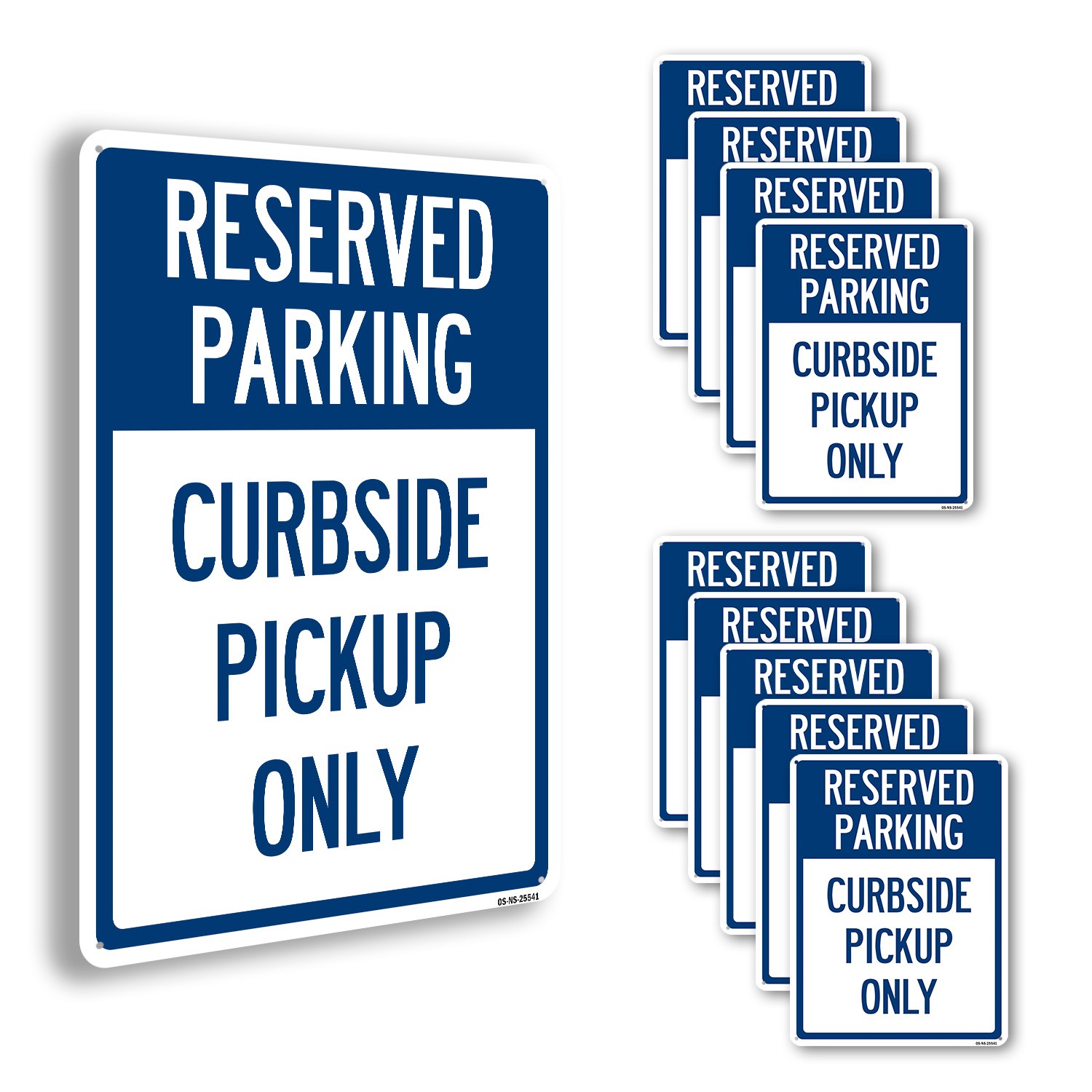 Reserved Parking Curbside Pick-up Only Public Safety Sign, Decal 5 or 10 Pack