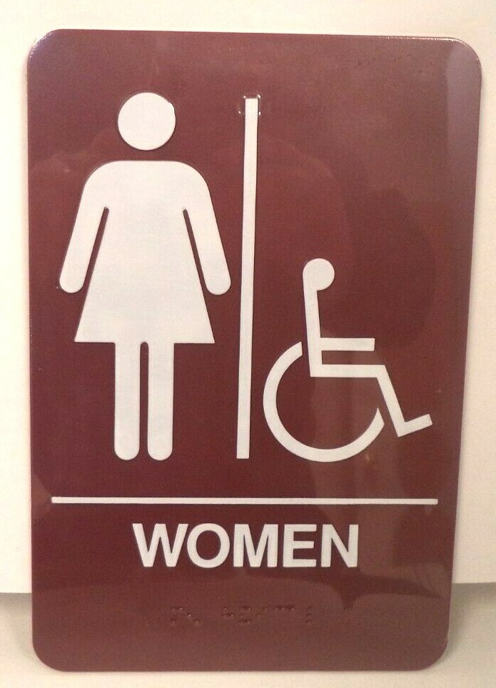 6-1/4 x 9-3/16 inch Visu-Com Women/Handicap Restroom Sign w/Braille