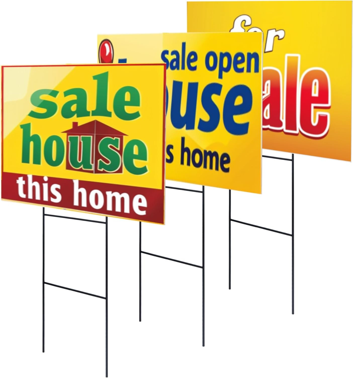 25 Pack H Frame Yard Stakes Metal, 16.5X7 Inch H Stakes for Signs, Holder, Lawn
