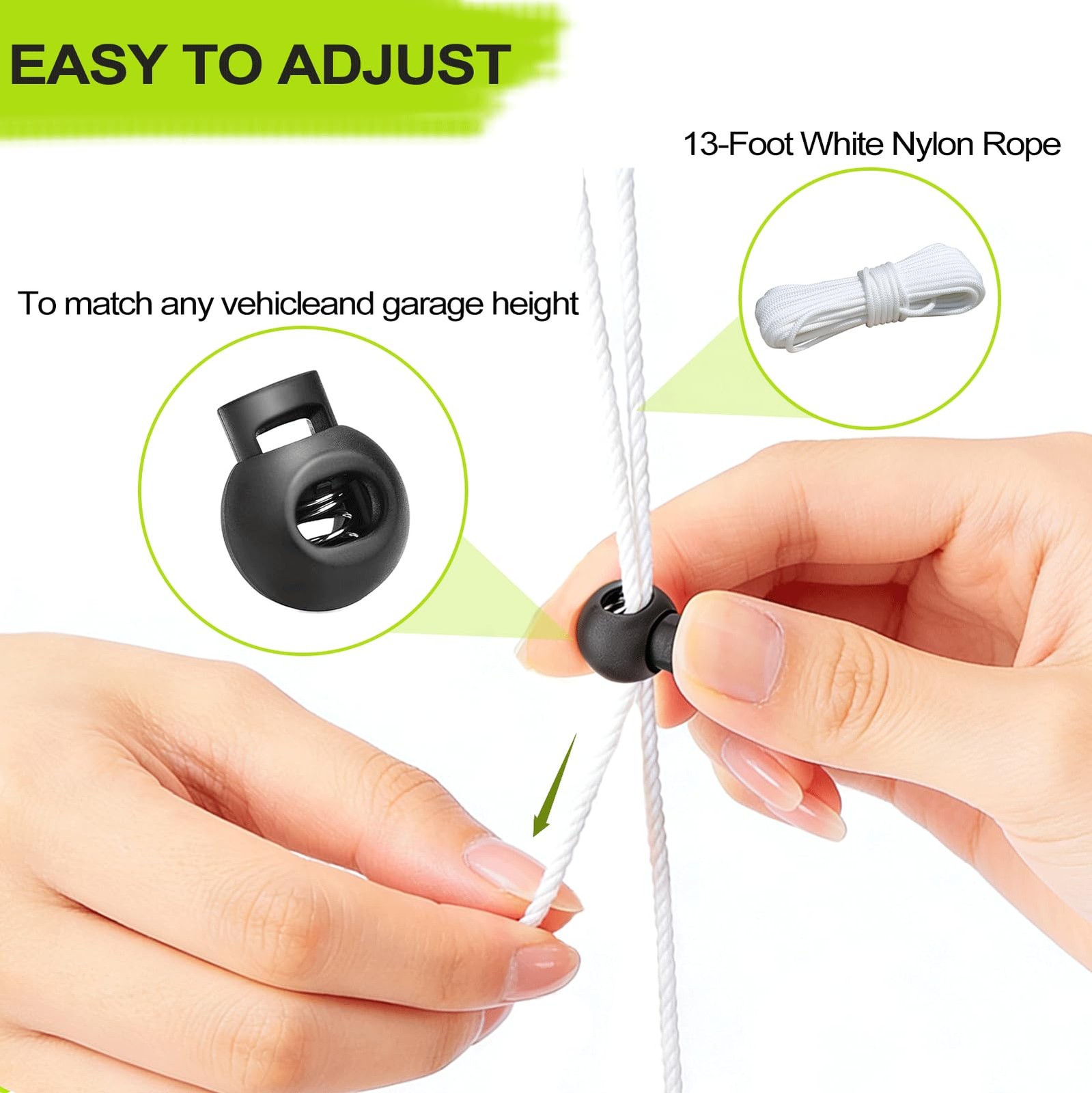 Dnairtly Garage Parking Aid with Magnetic & Screw Hooks, 2 Pack Tennis Green