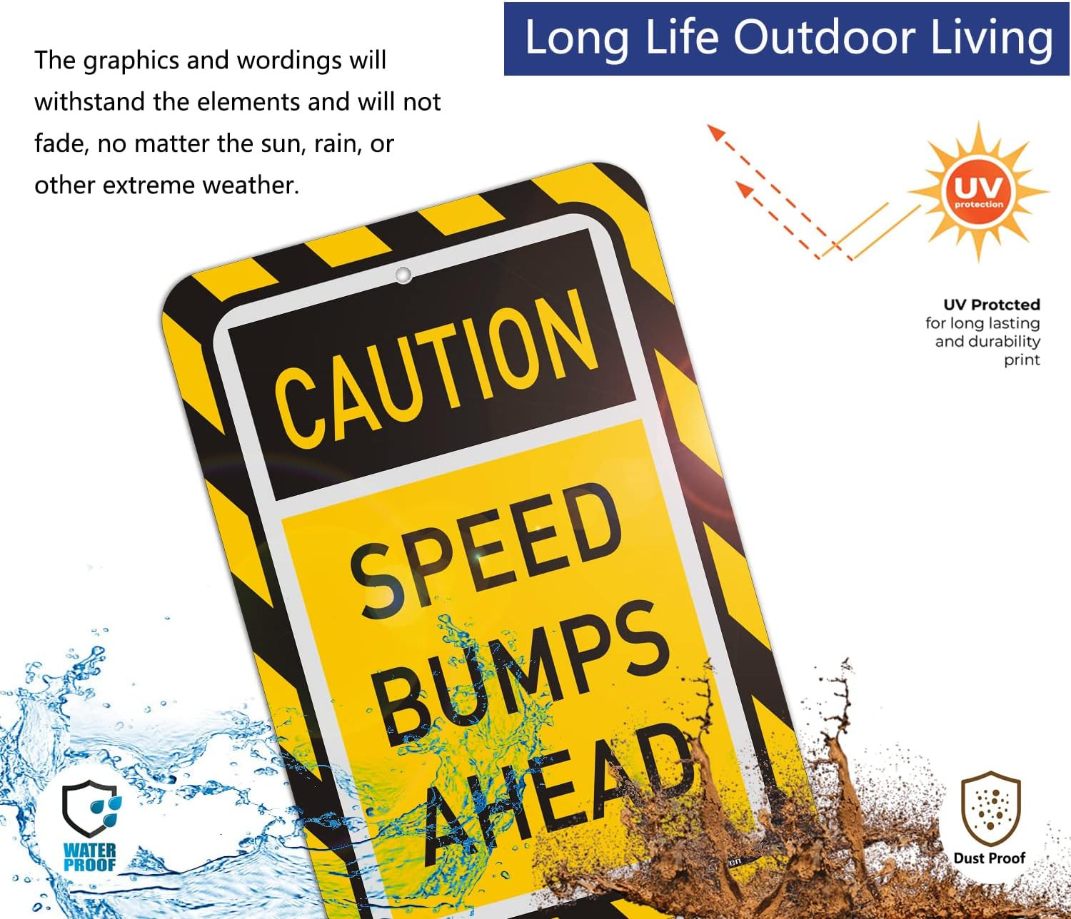 Speed Bumps Ahead Signs – 2 Pack Reflective Metal, 18&Prime;x12&Prime;, Rust Free