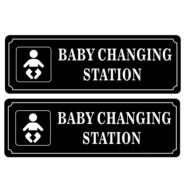 (2 Pack) 9&Prime; X 3&Prime; BABY CHANGING STATION Sign Back Self Adhesive Vinyl Sticker