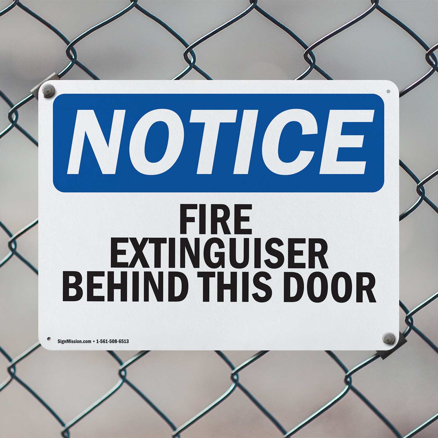 (2 Pack) Fire Extinguisher Behind This Door OSHA Notice Sign Decal Metal Plastic