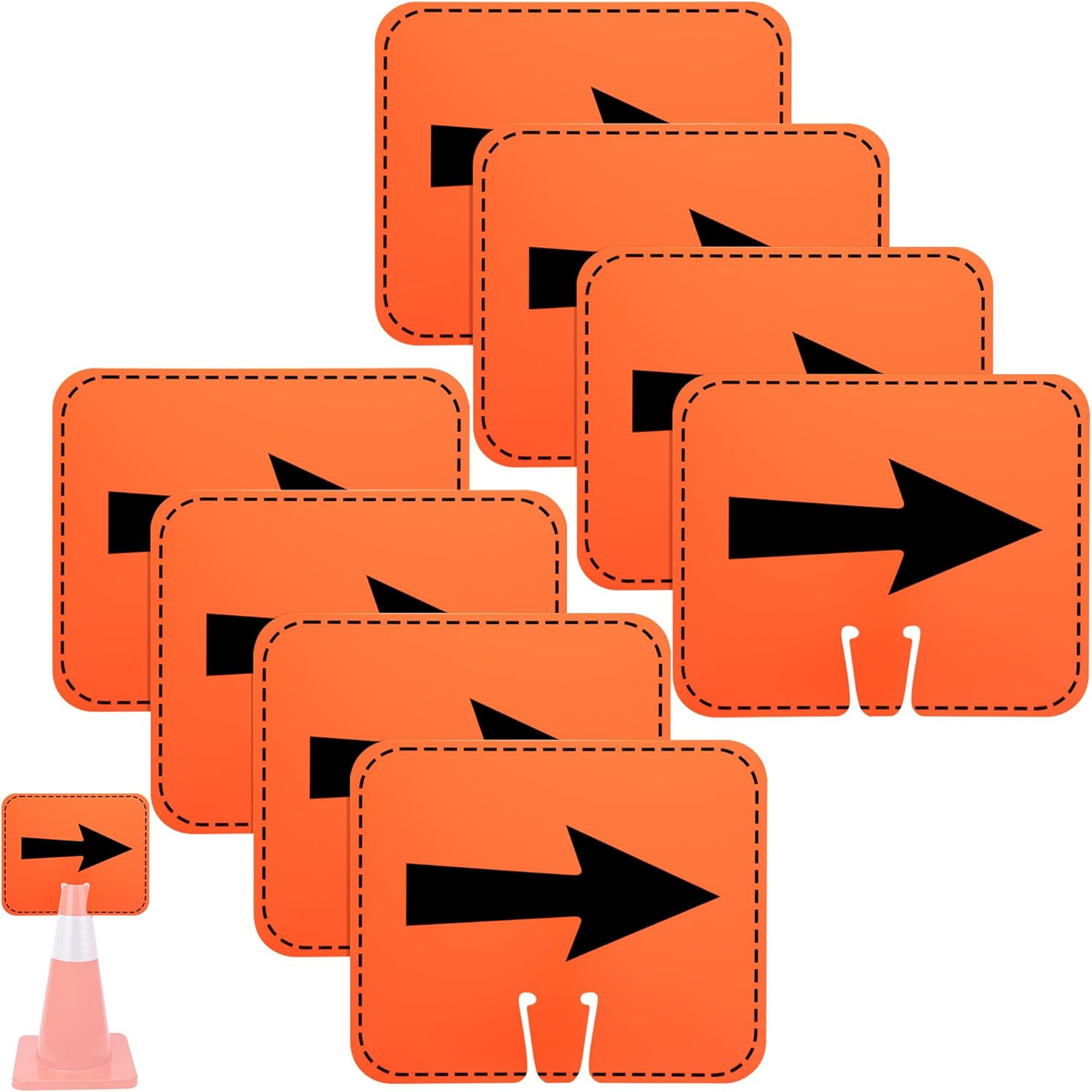 8 Pcs Traffic Cone Arrow Signs, 12.5&Prime; x 10.4&Prime; Reversible Directional Cone Top…