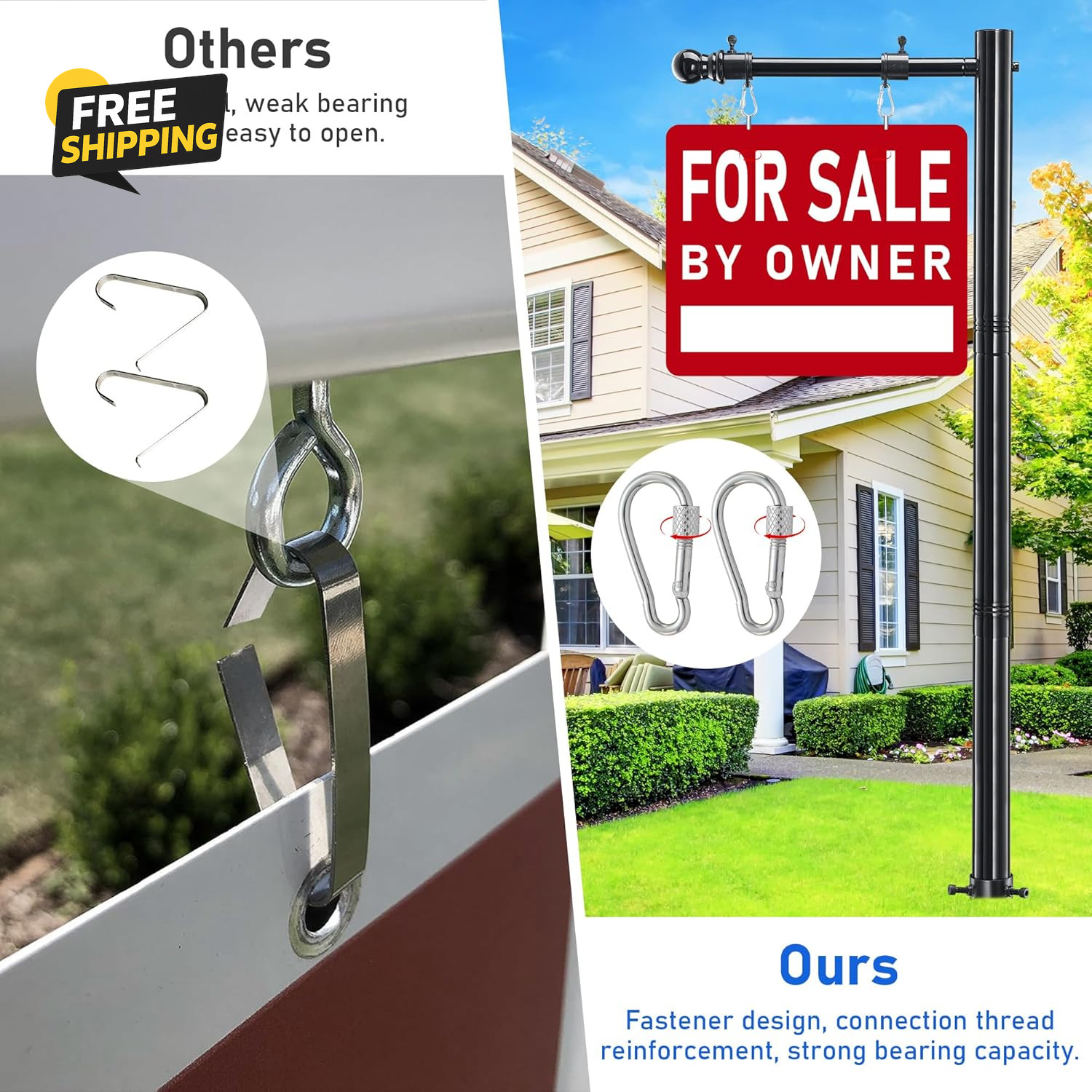 Real Estate Sign Post, 100 Inch Realtor Yard Sign Post for Sale Signs Rent Signs