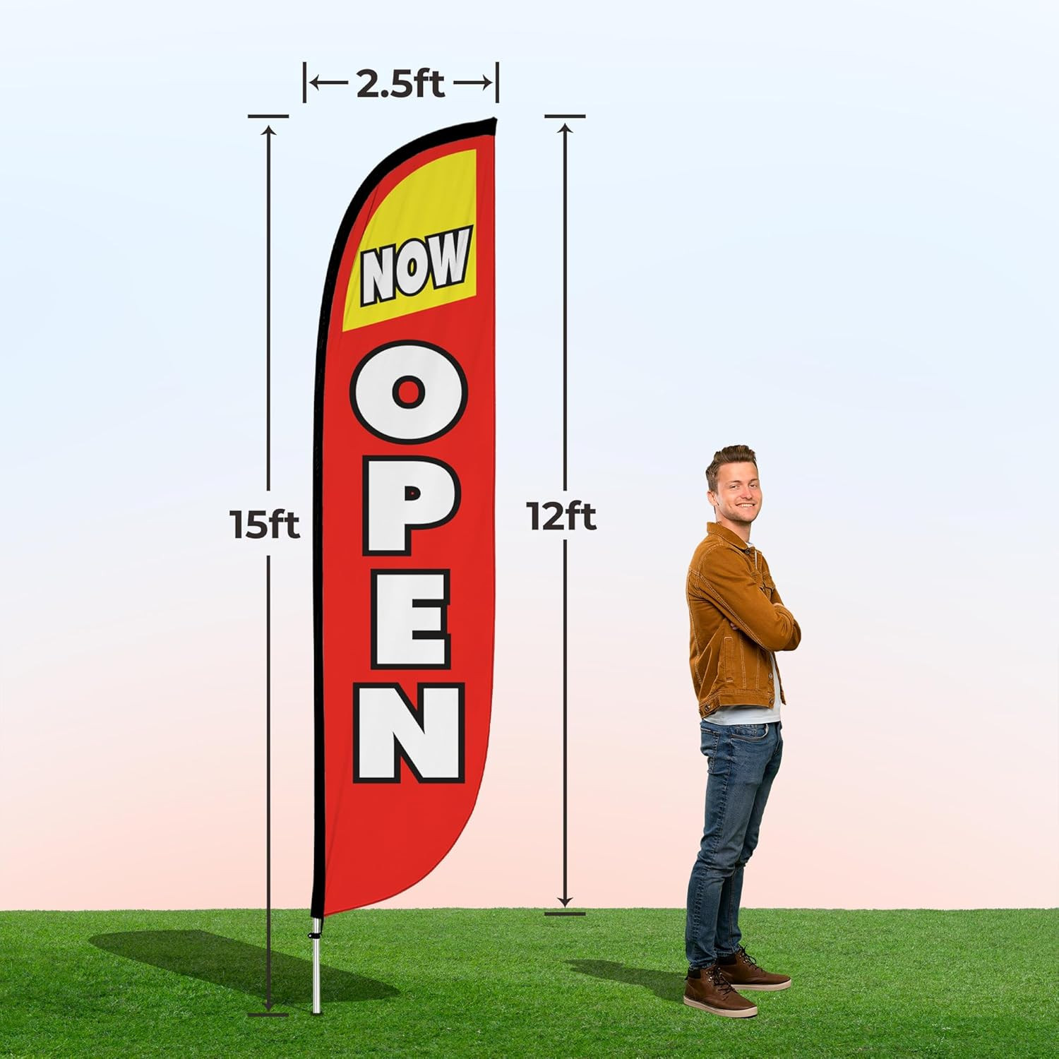 Feather Flag Pole Kit – 12 Feet Tall Advertising Flag Banner with Fiberglass Pol