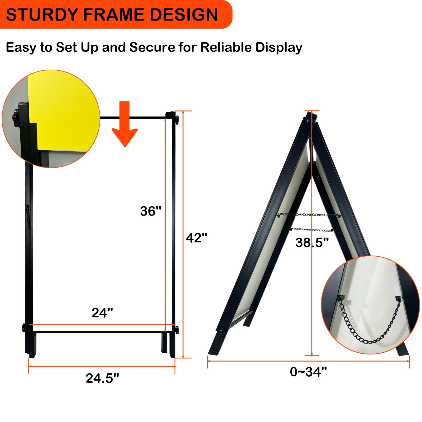 A-Frame Sidewalk Sign Board Curb Sign in Double Sided Display Foldable