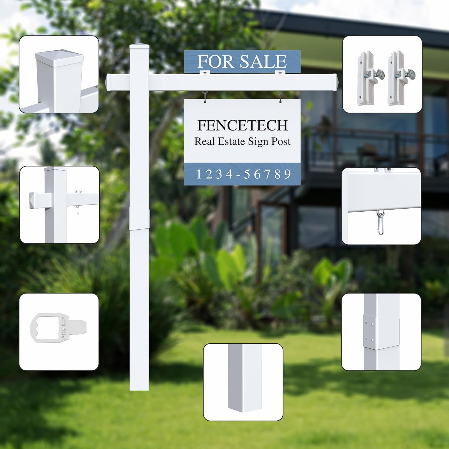 Vinyl PVC Real Estate Sign Post 6&prime; Tall, Realtor Yard Sign Post (Connected Type)