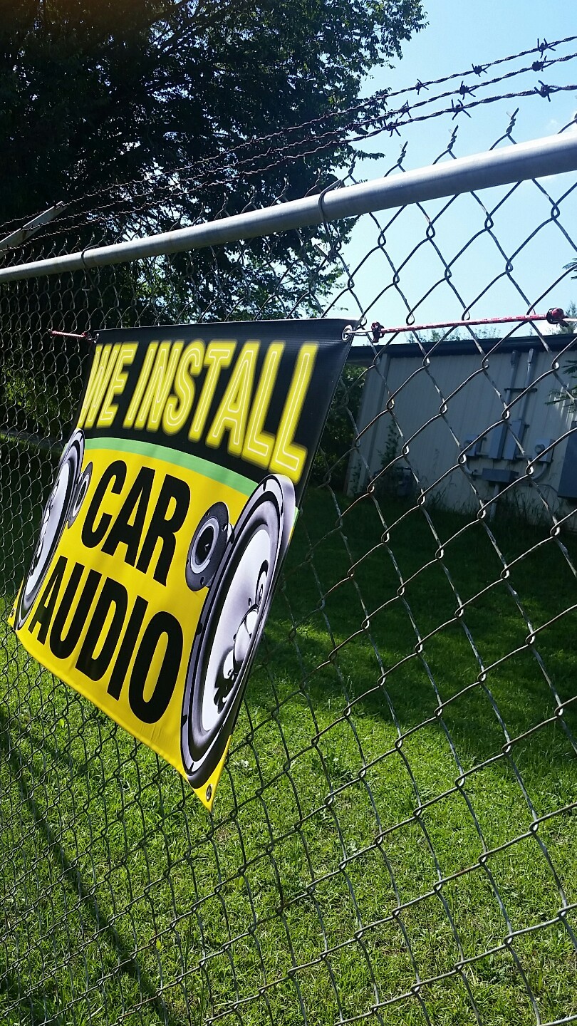 24&Prime;x36&Prime; WE INSTALL CAR AUDIO Banner Display Open Sign Flag Speakers Auto Service