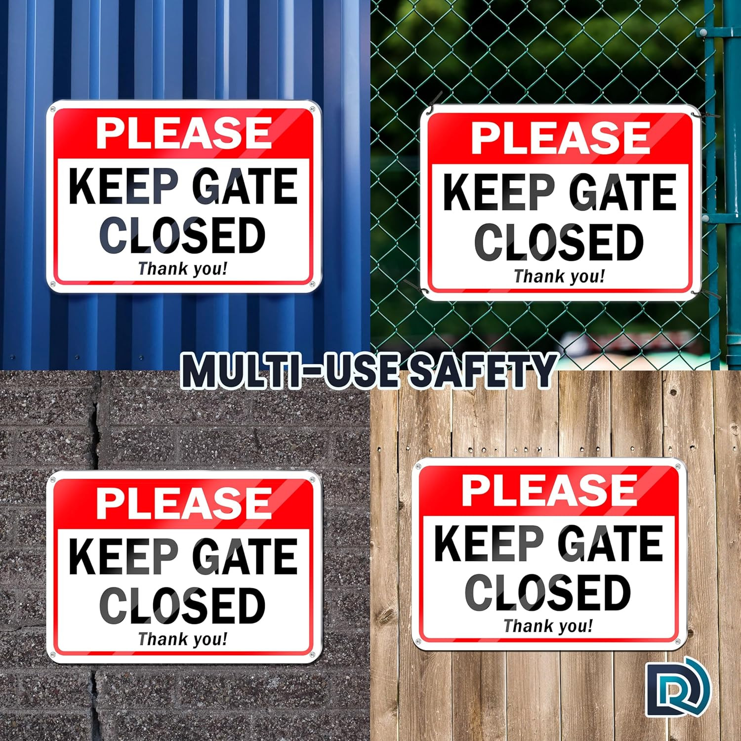 2 PC Please Keep Gate Closed Sign, 7X10 Aluminum Keep Close Gate Sign