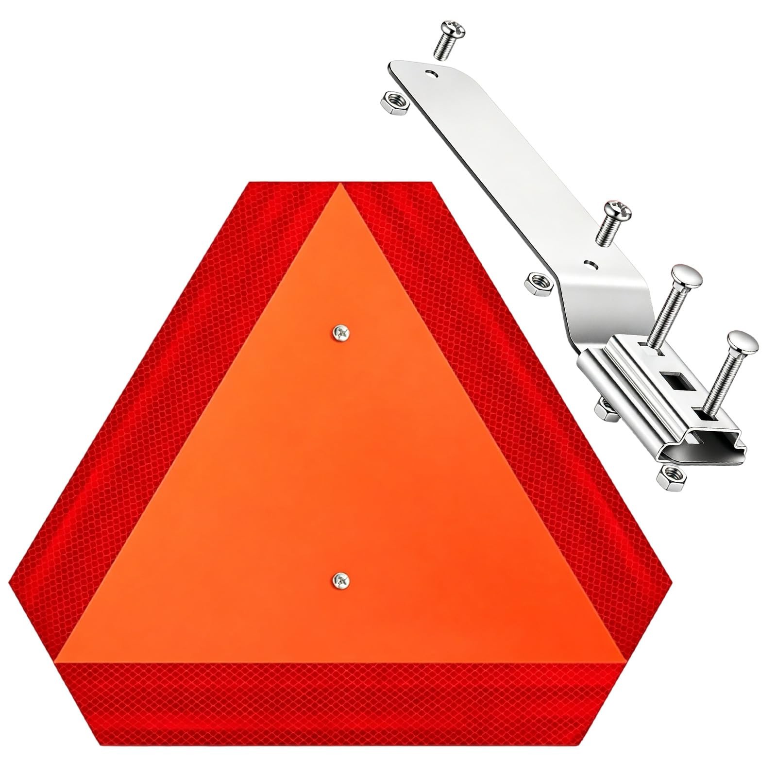 Slow Moving Vehicle Sign W/ Mounting Bracket Triangle Aluminum SMV 14×16&Prime;