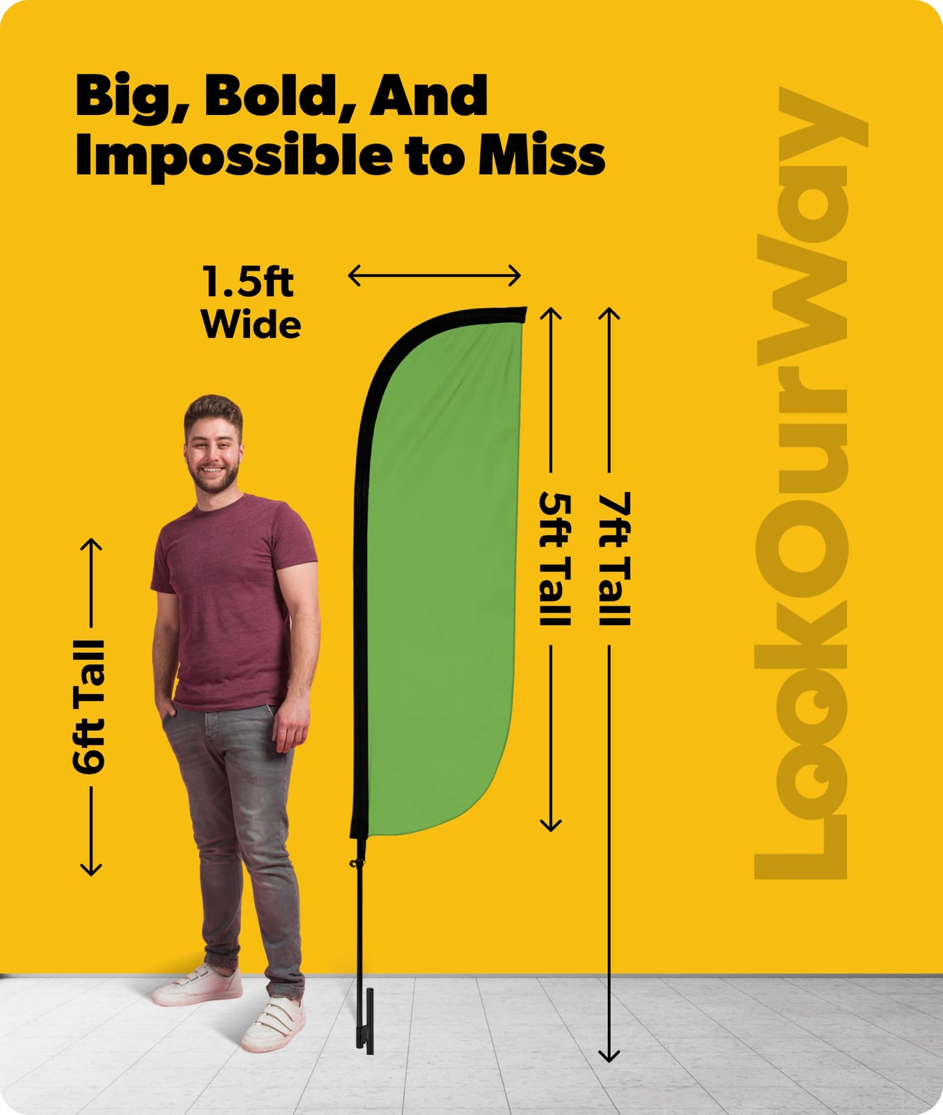 Lookourway Feather Flag Pole Kit – 7 Feet Tall Advertising Flag Banner