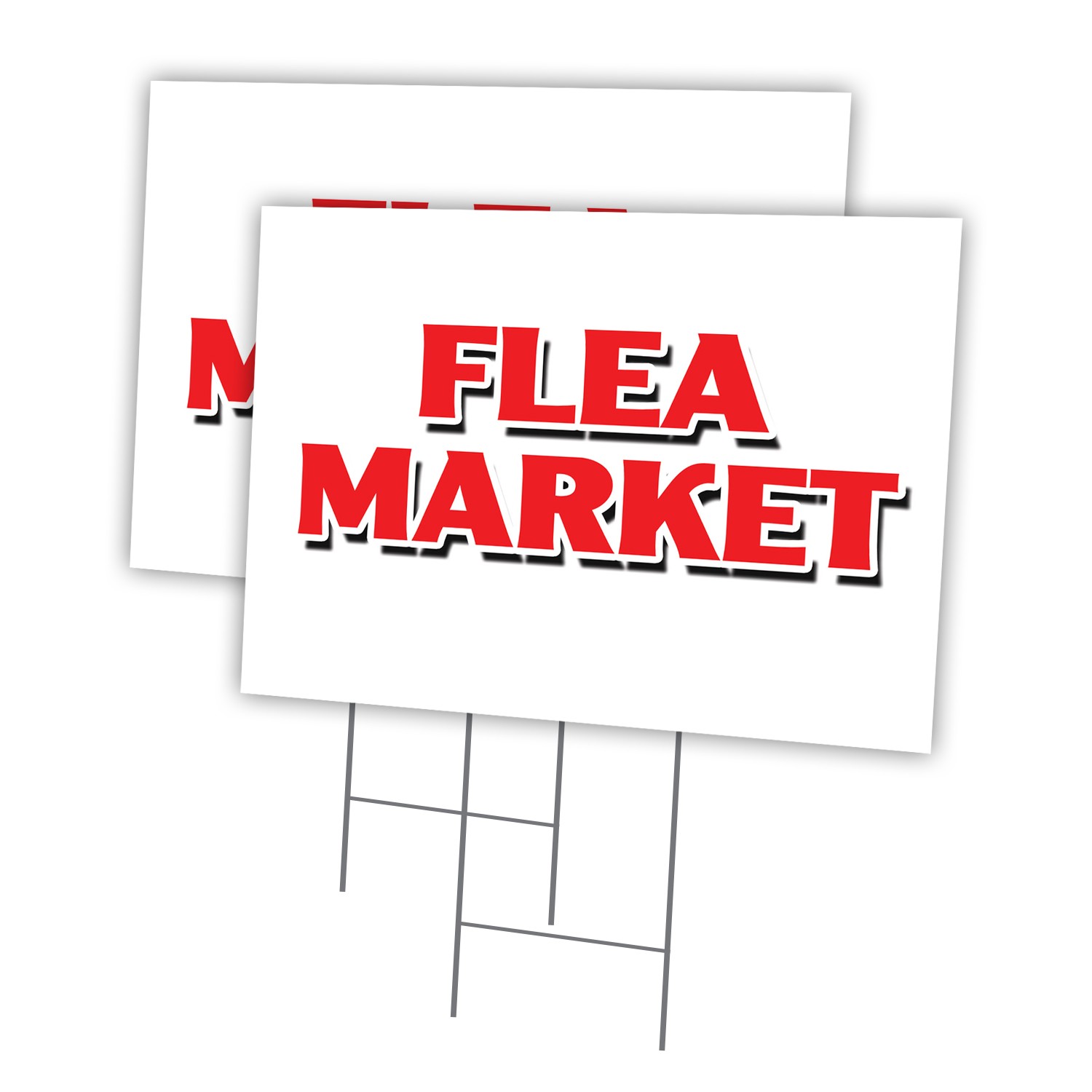 Flea Market Multi-Pack of Yard Signs & Stake outdoor plastic coroplast window