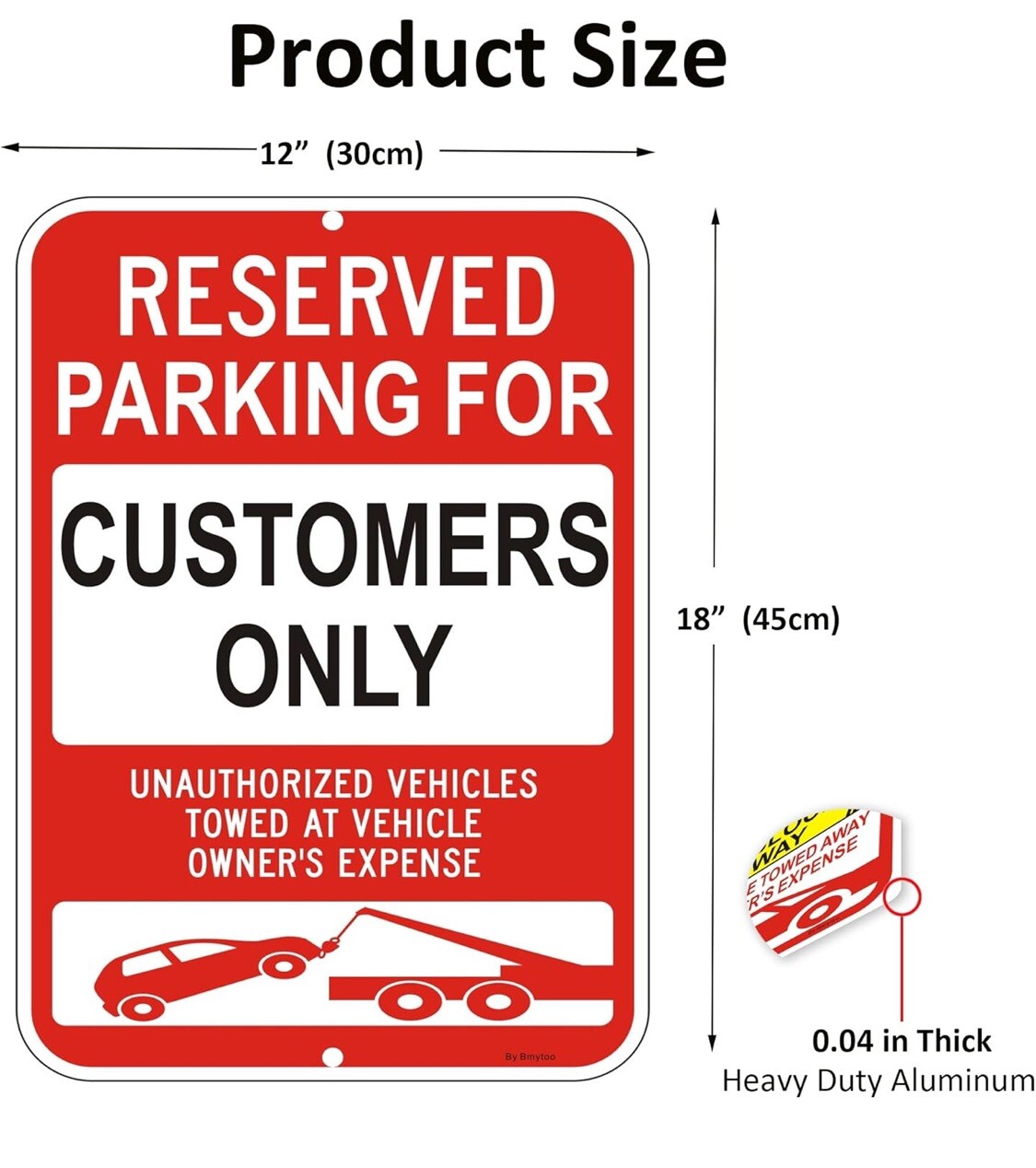 Customer Parking Only Unauthorized Vehicles Will Be Towed Sign warning 12×18”
