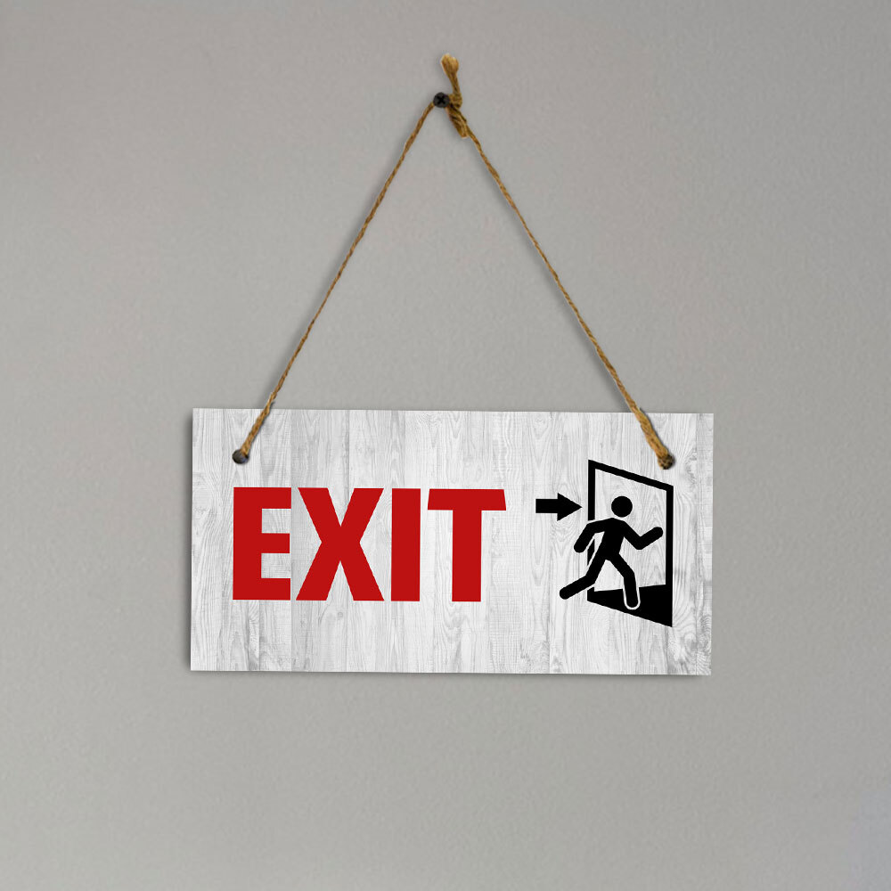 Exit 5×10 Hanging Plus Wall or Door Sign | Office Warning Signage