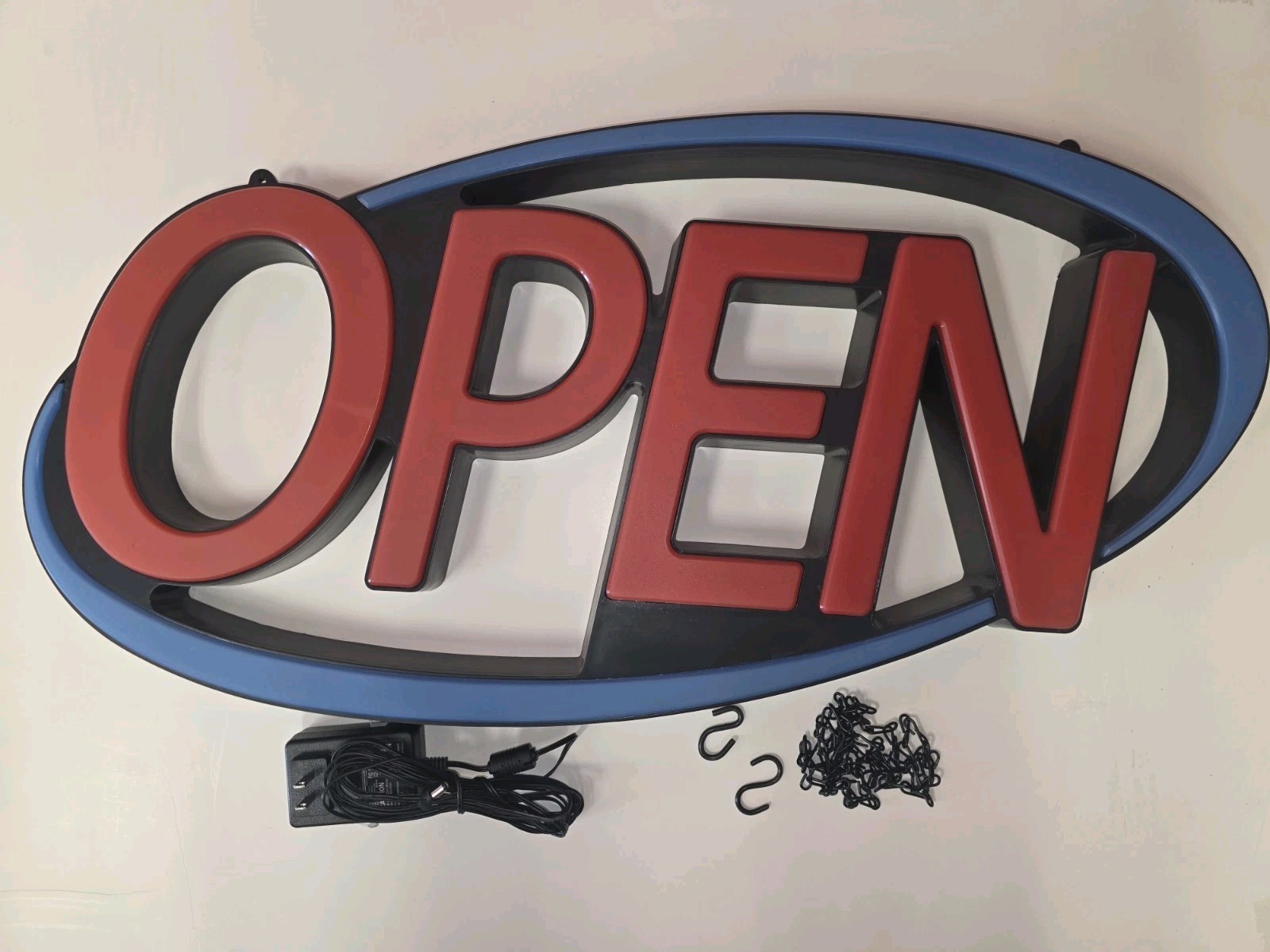 VPC Image Solution Lg Super Bright Oval Led Open Sign Red & Blue 30 1/4&Prime; X 15&Prime;