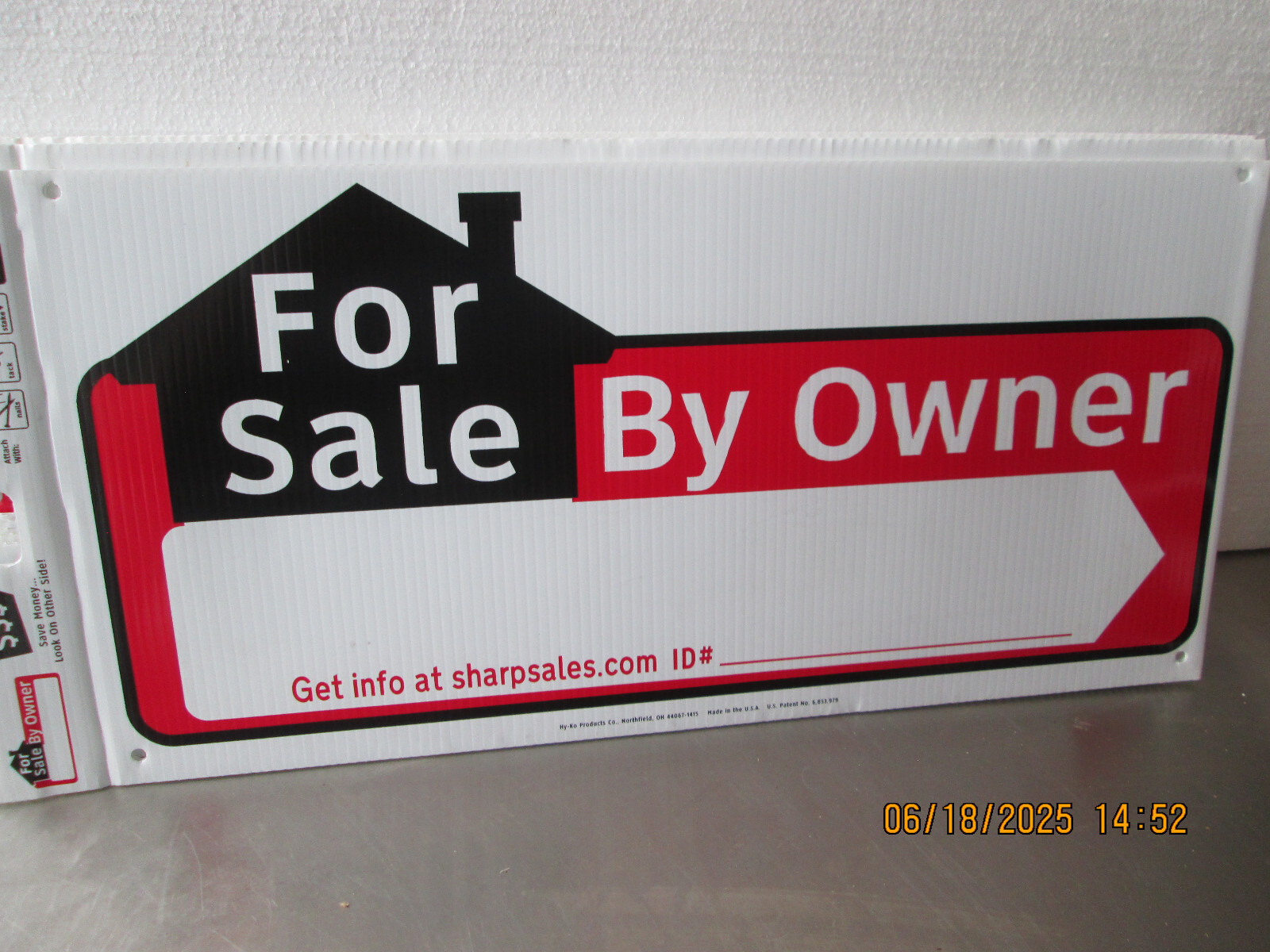 3 HY-KO Products For Sale By Owner Sign 10&Prime; x 20&Prime; SP-201