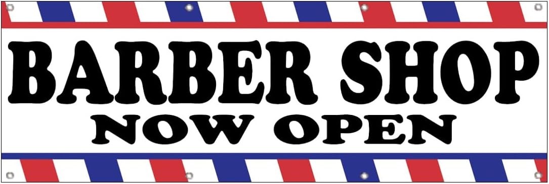 2×6 Ft BARBER SHOP NOW OPEN Banner Polyester Fabric Sign With Grommets wb