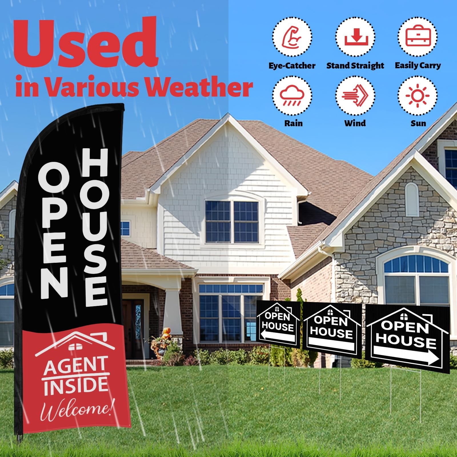 44 Pcs Open House Signs for Real Estate, Double Sided Open House Flag Kit, 7….