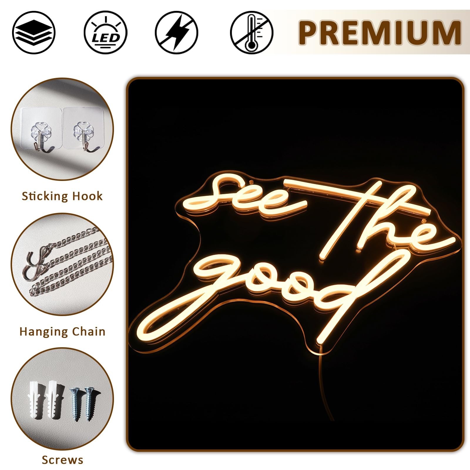 See The Good Neon Sign for Wall Decor, Warm White Led Signs for Room, USB Dim…