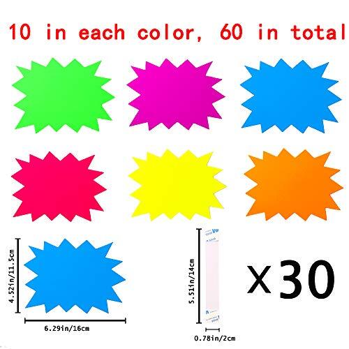 90 Pcs Colorful Starburst Signs for Retail Garage Sale Pricing Yard Sale Tags