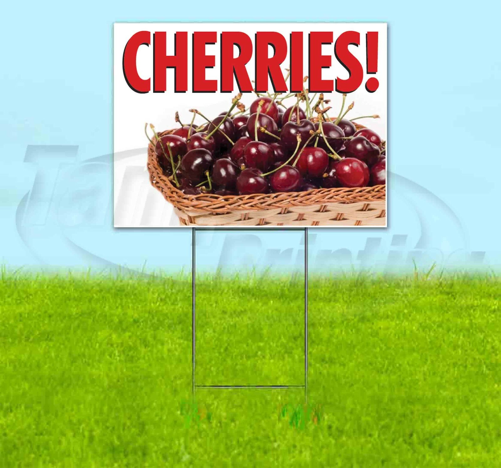 CHERRIES 18×24 Yard Sign Corrugated Plastic Bandit Lawn USA PRODUCE