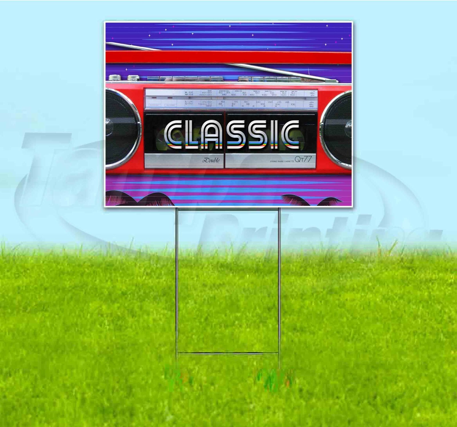 CLASSIC RADIO 18×24 Yard Sign WITH STAKE Corrugated Bandit USA BUSINESS RETRO
